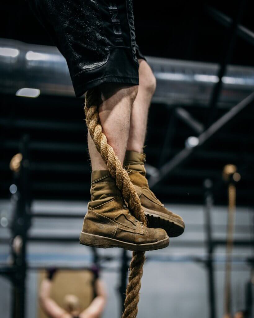 rope climb feet